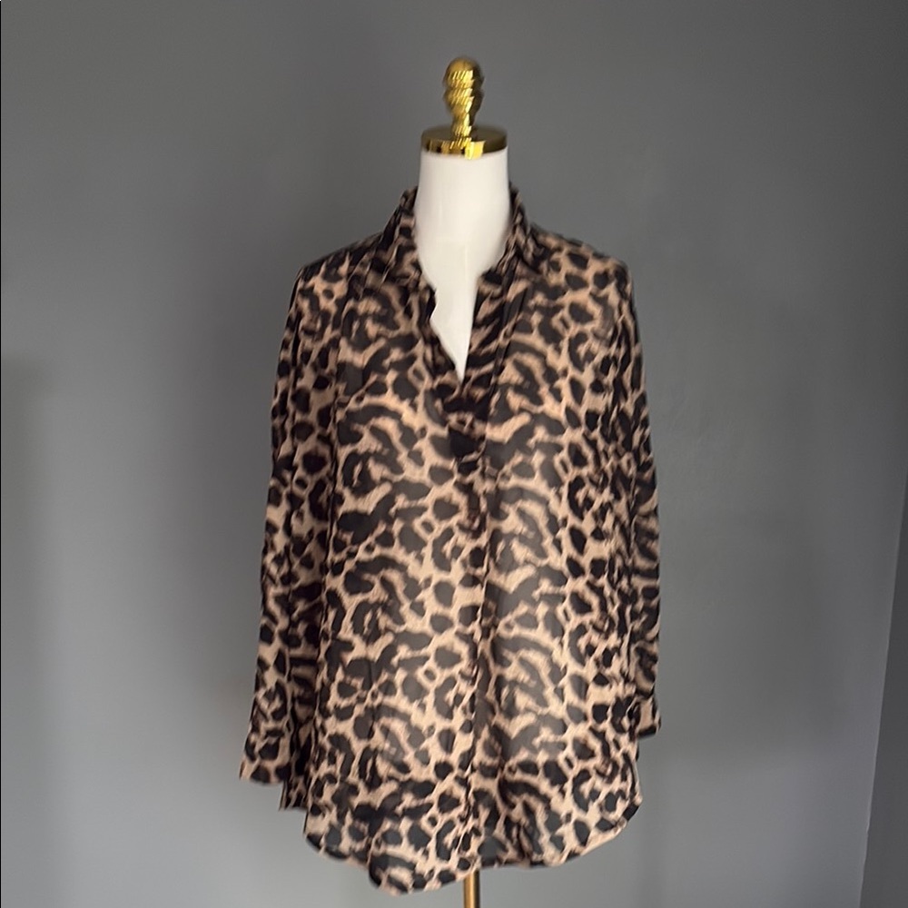 French Connection sheer leopard print blouse - Picture 1 of 5